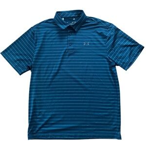 SOLD***Under Armour The Playoff Polo Golf Striped Stretch Performance Mens